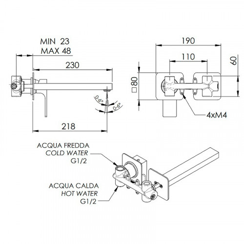 Смеситель для раковины Remer Absolute AU15PLNO Черный матовый