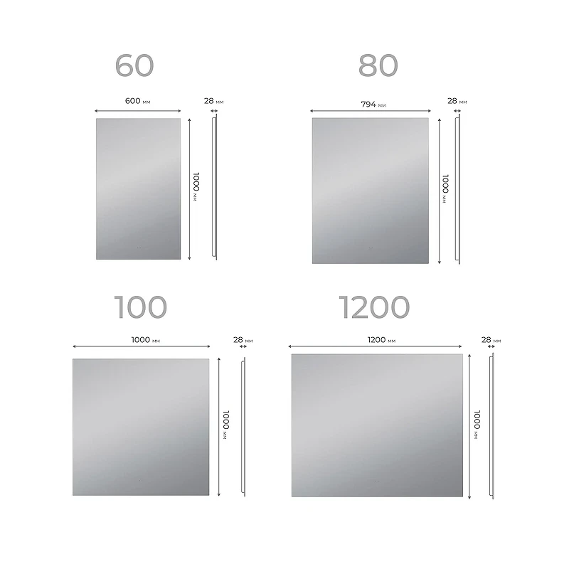 Зеркало Vigo Quadro Comfort 80 145 с подсветкой с бесконтактным выключателем и подогревом