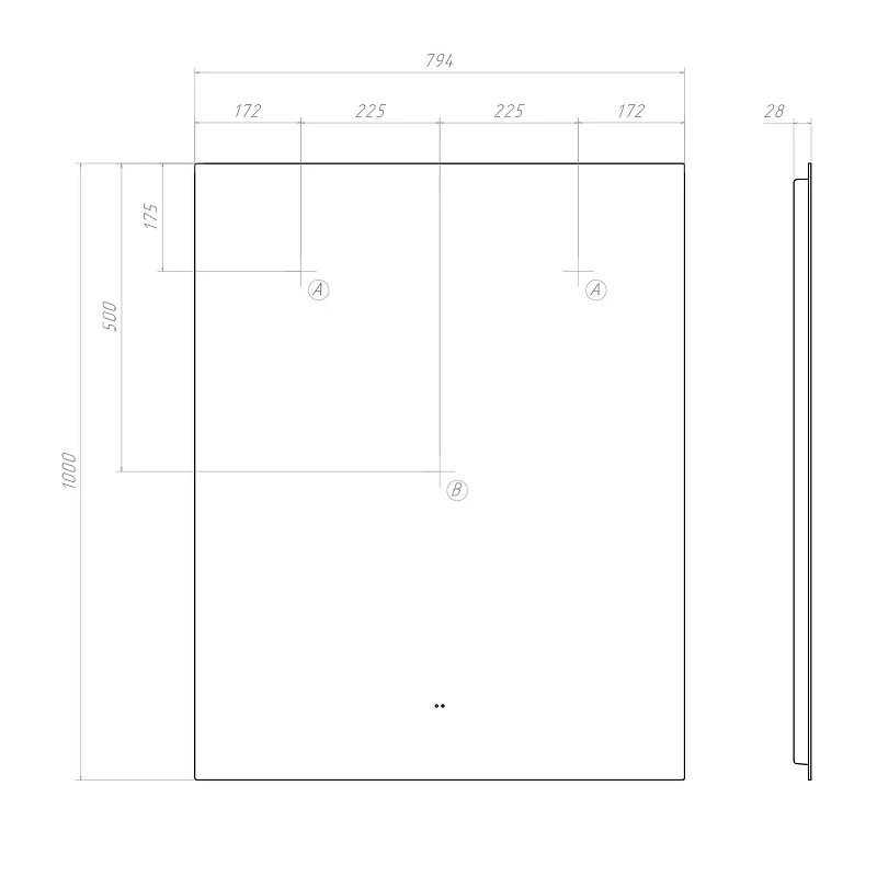 Зеркало Vigo Quadro Comfort 80 145 с подсветкой с бесконтактным выключателем и подогревом