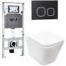 Комплект унитаза с инсталляцией WeltWasser AMBERG 506 ST + GELBACH 043 MT-WT + AMBERG RD-BL 10000011906 цвет Белый матовый с сиденьем Микролифт и клавишей смыва цвет Черный