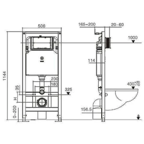 Комплект унитаза с инсталляцией WeltWasser AMBERG 506 ST + GELBACH 043 MT-WT + AMBERG RD-BL 10000011906 цвет Белый матовый с сиденьем Микролифт и клавишей смыва цвет Черный