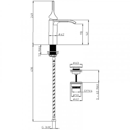 Смеситель для раковины Bossini Apice E89603.045 Белый матовый латунь