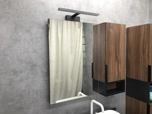Зеркало со шкафом Comforty Штутгарт 90 00004151038 Дуб темно-коричневый Черное матовое МДФ / ЛДСП, стекло