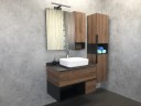 Зеркало со шкафом Comforty Штутгарт 90 00004151038 Дуб темно-коричневый Черное матовое МДФ / ЛДСП, стекло