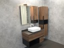 Зеркало со шкафом Comforty Штутгарт 90 00004151038 Дуб темно-коричневый Черное матовое МДФ / ЛДСП, стекло