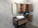 Зеркало со шкафом Comforty Штутгарт 90 00004151038 Дуб темно-коричневый Черное матовое МДФ / ЛДСП, стекло