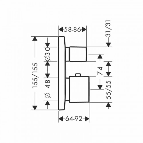 Смеситель для душа Hansgrohe PuraVida 15771000 с термостатом Хром латунь встраиваемый