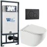 Комплект унитаза с инсталляцией WeltWasser MARBERG 507 + MERZBACH 043 XL GL-WT + MAR 507 RD MT-BL 10000013806 цвет Белый глянцевый с сиденьем Микролифт и клавишей смыва цвет Черный матовый