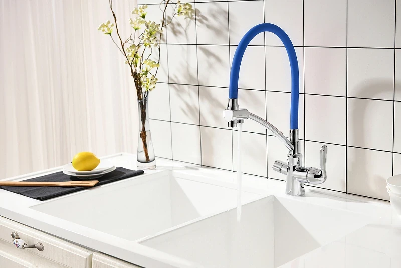 Смеситель для кухни Lemark Comfort LM3070C-Blue Хром Синий латунь