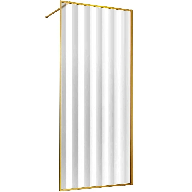 Душевая перегородка Vincea Walk-In 110 VSW-1HP110FLBG профиль Брашированное золото стекло рифленое