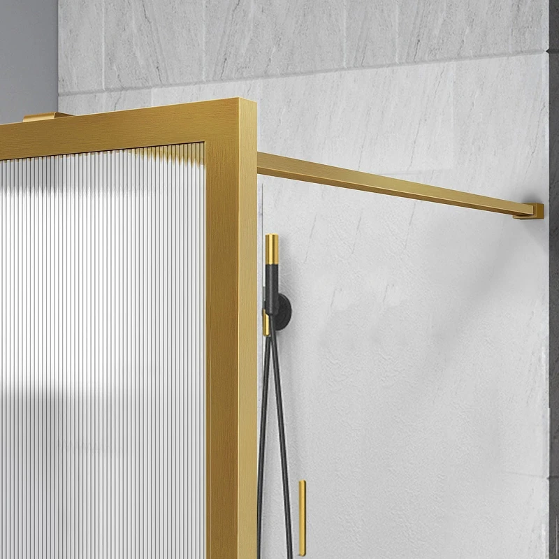 Душевая перегородка Vincea Walk-In 110 VSW-1HP110FLBG профиль Брашированное золото стекло рифленое