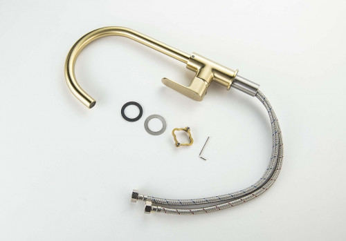 Смеситель для кухни Aquatek Оберон AQ1282BG цвет Золото шлифованное