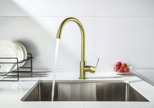 Смеситель для кухни Aquatek Оберон AQ1282BG цвет Золото шлифованное