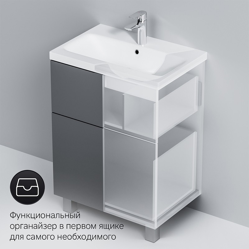 Тумба под раковину AM.PM Gem 60 M90FSX06022GM32 Графит матовый МДФ / ЛДСП
