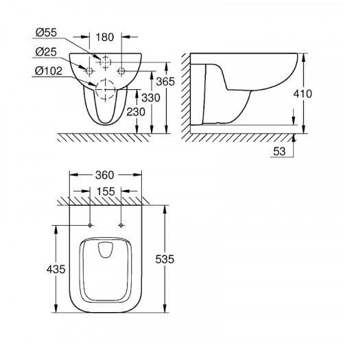 Унитаз Grohe BauEdge 39809000 подвесной без сиденья фарфор подвесной