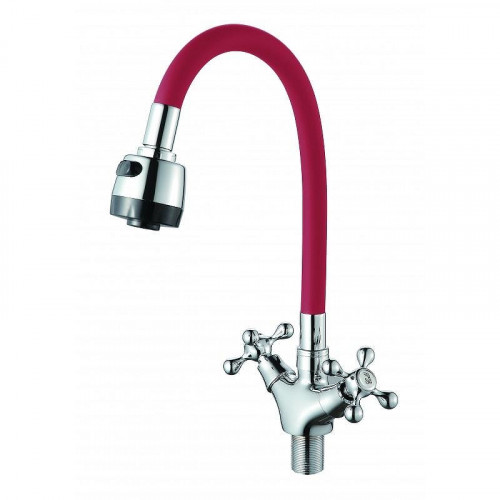 Смеситель для кухни D-Lin D153810-4T цвет Хром Красный