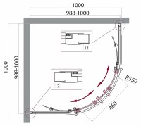 Душевой уголок BelBagno Uno 100х100 UNO-195-R-2-100-C-NERO профиль Черный матовый стекло прозрачное