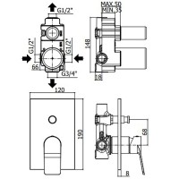Смеситель для душа Paffoni Tilt TI015BO/M Белый матовый латунь встраиваемый