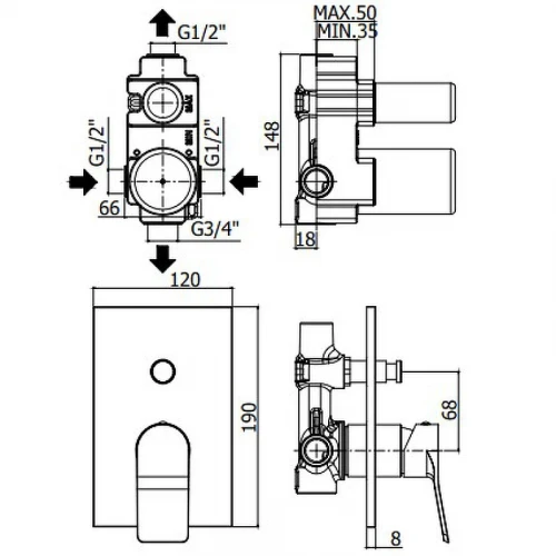 Смеситель для душа Paffoni Tilt TI015BO/M Белый матовый латунь встраиваемый