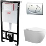 Комплект унитаза Ceruttispa Orlter Aria Tornado CT9955 с инсталляцией Alcaplast Sadromodul AM101/1120-3:1 RU M71-0001 с сиденьем Микролифт и клавишей смыва Хром фарфор подвесной