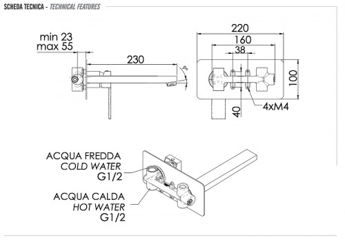 Смеситель для раковины Remer Qubika Q15L цвет Хром