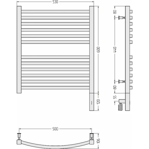 Электрический полотенцесушитель Сунержа Аркус 3.0 600x500 R 00-5705-6050 Хром нержавеющая сталь