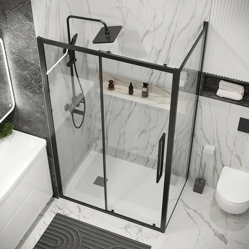 Душевой уголок Grossman Cosmo 120х80 120.K33.02.1280.21.00 профиль Черный матовый стекло прозрачное