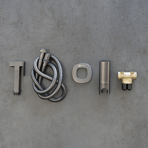 Гигиенический душ со смесителем Lemark Solo LM7172GM Графит латунь встраиваемый