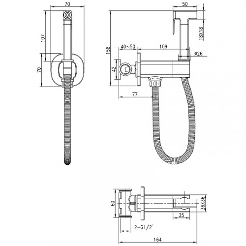 Гигиенический душ со смесителем Lemark Solo LM7172GM Графит латунь встраиваемый