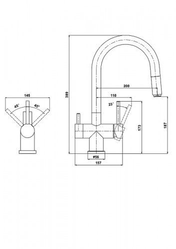 Смеситель для кухни Florentina Клио SS 333.35Н.2113.900 цвет Нержавеющая сталь
