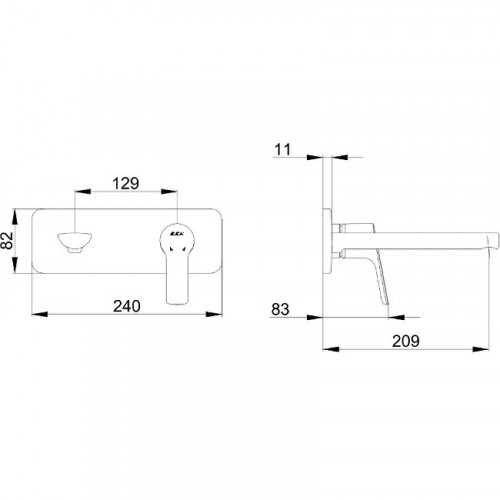 Смеситель для раковины E.C.A. Luna 102167606EX-K Хром латунь встраиваемый