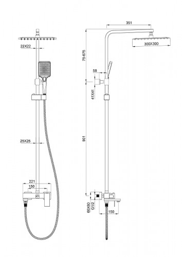 Душевая система Wonzon &amp; Woghand Cube WW-88739016-BGM цвет Темный графит