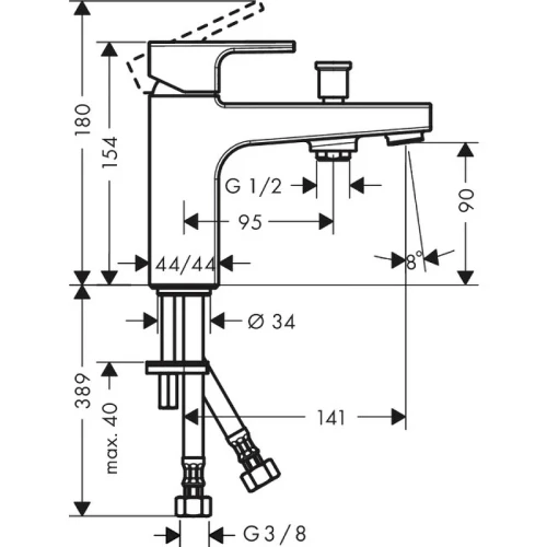 Смеситель на борт ванны Hansgrohe Vernis Shape 71463000 Хром латунь