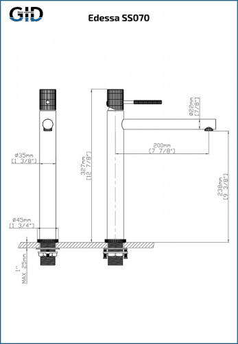 Смеситель для раковины Gid Edessa SS070BMD цвет Черный матовый