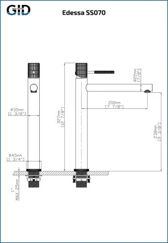 Смеситель для раковины Gid Edessa SS070BMD цвет Черный матовый