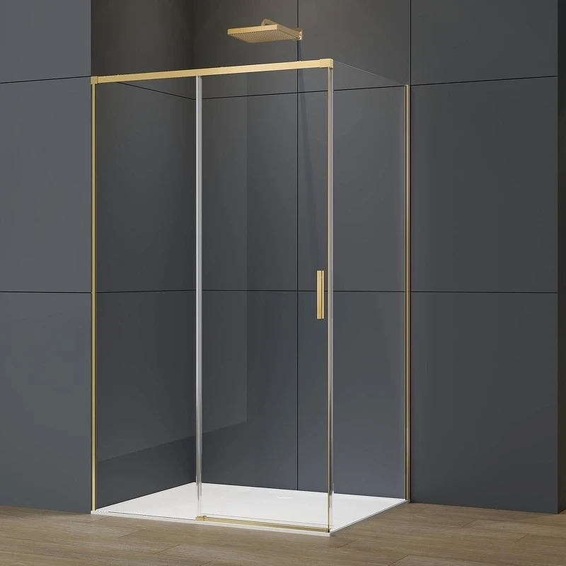 Душевой уголок Vincea Софт 2 (Soft 2) 140х90 VSR-3SO29014CLG профиль Брашированное золото стекло прозрачное
