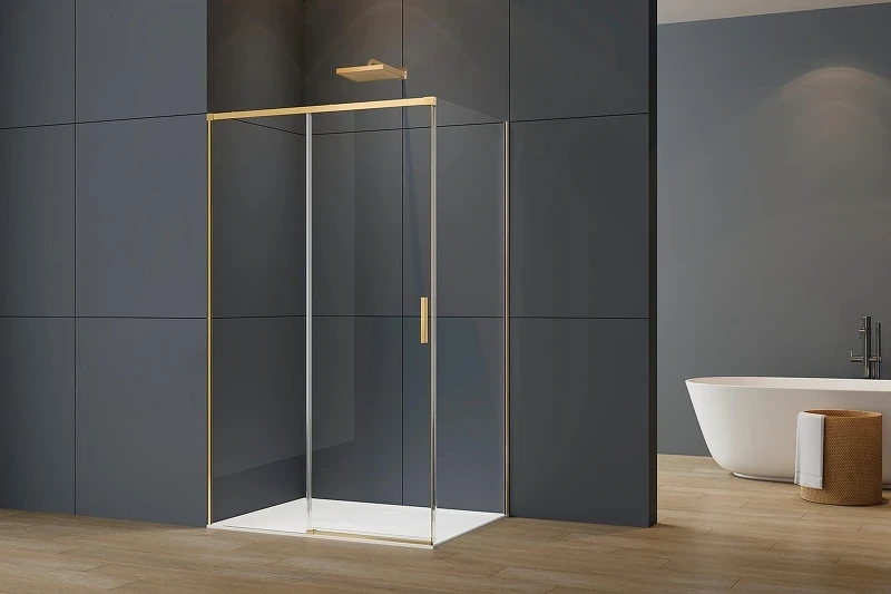 Душевой уголок Vincea Софт 2 (Soft 2) 140х90 VSR-3SO29014CLG профиль Брашированное золото стекло прозрачное