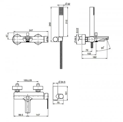 Смеситель для ванны Fima Carlo Frattini Mast F3134CR цвет Хром