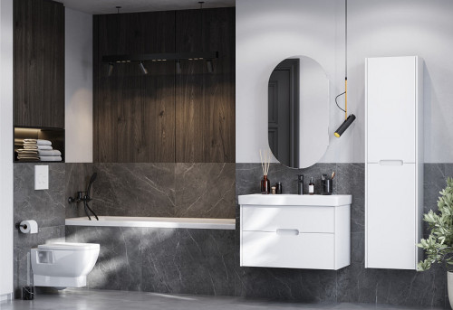 Тумба под раковину Aquaton Оливия 80 1A283101OL010 подвесная Белая матовая МДФ / ЛДСП