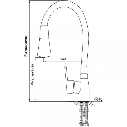 Смеситель для кухни Melodia della vita Ostessa MDV40617Black Черный латунь