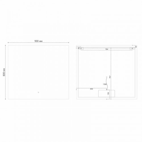 Зеркало Grossman Pragma-норма 90 189080 с подсветкой с сенсорным выключателем и подогревом стекло