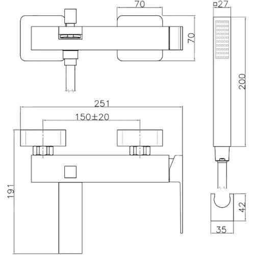 Смеситель для ванны Webert Pegaso PE850101560 Черный матовый на стену