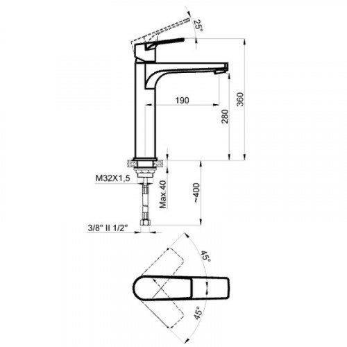 Смеситель для раковины Azario Treya AZ-156845537 Графит латунь
