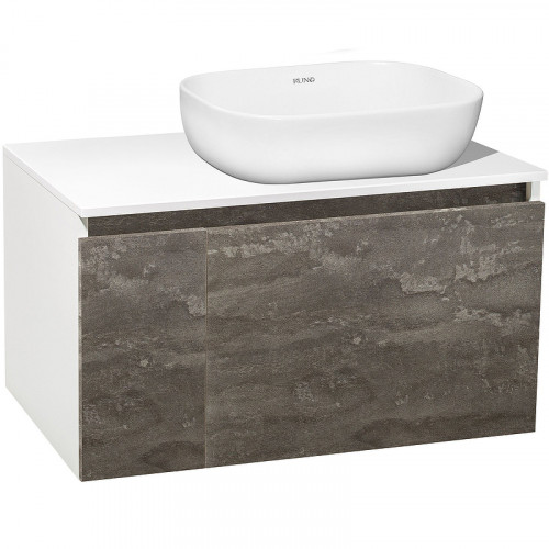 Тумба под раковину Runo Бари 80 00-00001379 подвесная Железный камень Белая МДФ / ЛДСП