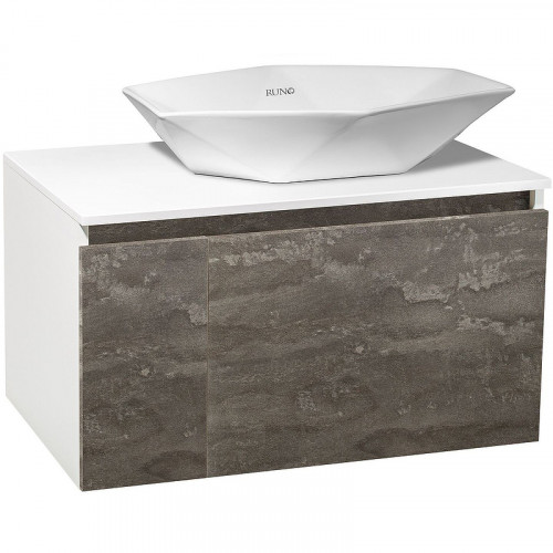 Тумба под раковину Runo Бари 80 00-00001379 подвесная Железный камень Белая МДФ / ЛДСП