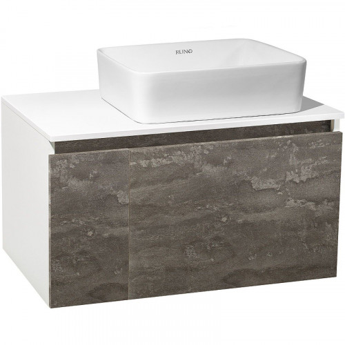 Тумба под раковину Runo Бари 80 00-00001379 подвесная Железный камень Белая МДФ / ЛДСП