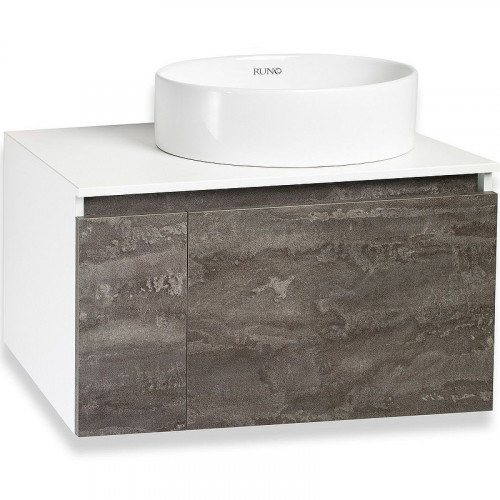 Тумба под раковину Runo Бари 80 00-00001379 подвесная Железный камень Белая МДФ / ЛДСП
