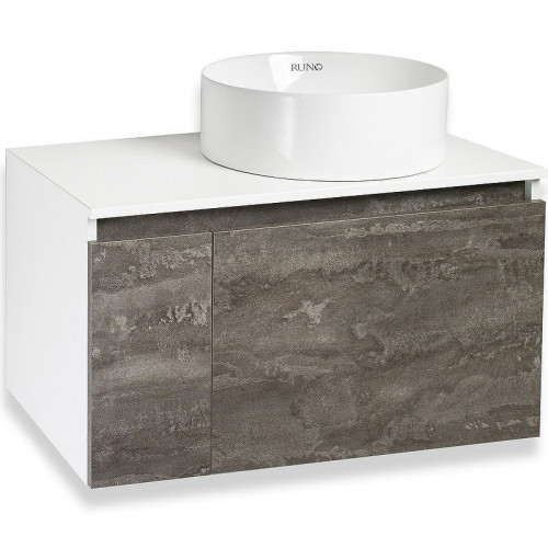 Тумба под раковину Runo Бари 80 00-00001379 подвесная Железный камень Белая МДФ / ЛДСП