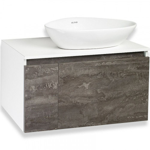 Тумба под раковину Runo Бари 80 00-00001379 подвесная Железный камень Белая МДФ / ЛДСП