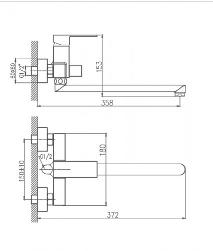 Смеситель для ванны Haiba HB22191 универсальный Хром на стену